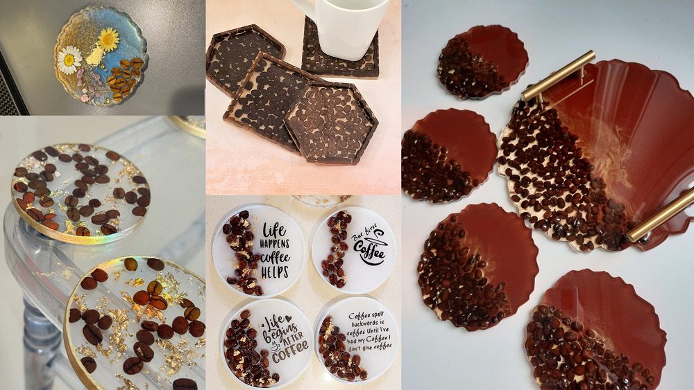 زیر لیوانی رزینی طرح قهوه