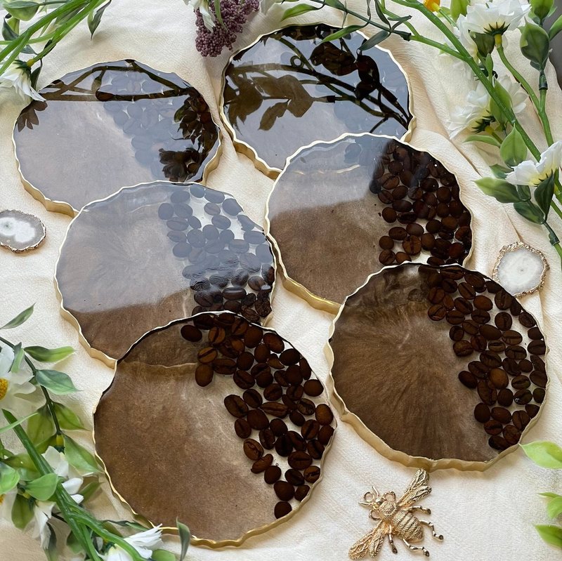 زیر لیوانی رزینی طرح قهوه