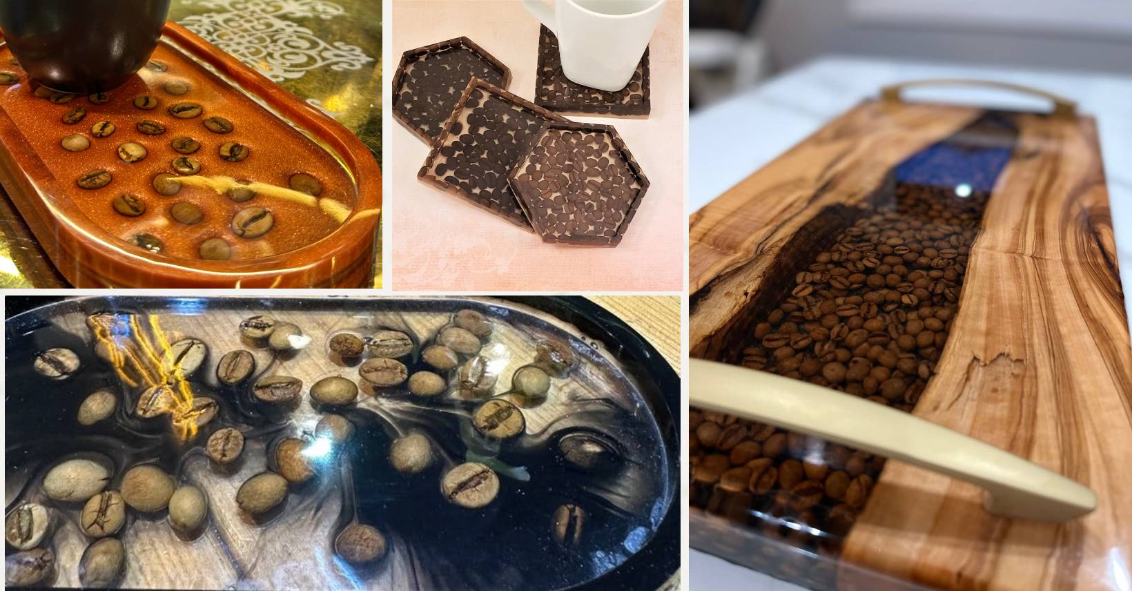 سینی رزین قهوه افرا رزین در کافی شاپ واقعی